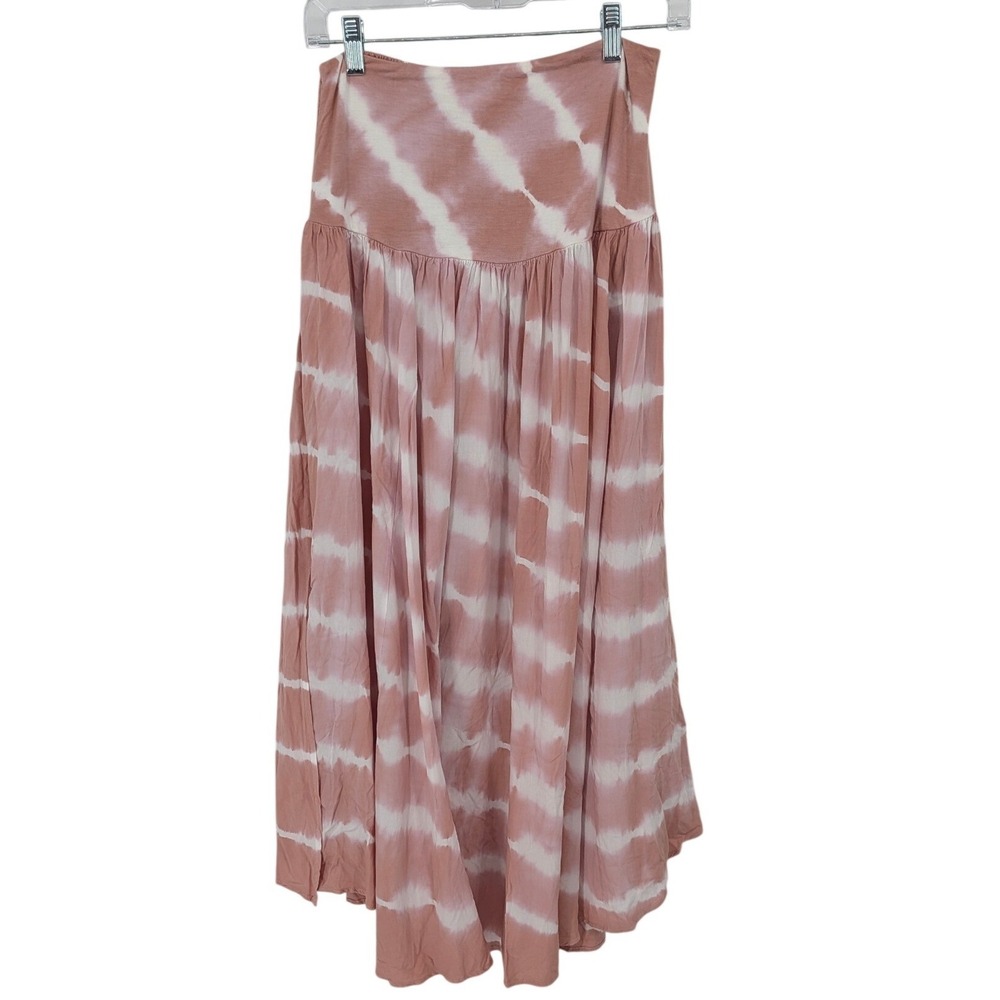 Easel Maxi Skirt Women Medium Pink Tie Dye Smocked High Low Boho Hippie Festival